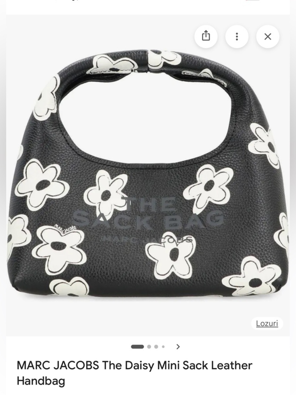 Marc Jacobs Black Leather Daisy Mini Shoulder Bag with White Appliqués